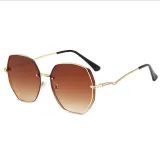 Sunglasses Multicolor Metal Frame V-Type Glasses Legs Oversized Polygon Lens Shades