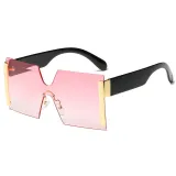 Sunglasses Multicolor Square Integrated Oversized Vintage Flat Top Frameless