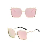 Sunglasses Multicolor Square Pearl Embellish Frame And Curve Sunglasses Legs