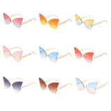 Sunglasses Multicolor Butterfly Rimless Sunglasses Hollow Out Letters Glasses