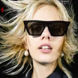 Sunglasses Trendy Cateye Flat Bottom Square UV Protection Vintage With Frame Shades
