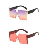 Sunglasses Multicolor Square Integrated Oversized Vintage Flat Top Frameless