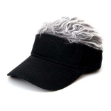 Pure Black Funny Peaked Cap Wig Baseball Cap