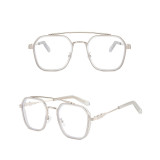 Sunglasses Trapezoid Double Bridge Transparent Lens Unique Design Frame Eyewear