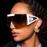 Sunglasses Multicolor Oversized Mirror One Piece Sport Style Windproof Goggle