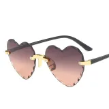 Sunglasses Gradual Heart Shaped Lens Frameless UV Protection Retro Shades