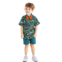 Toddler Kids Boys Print Beach Suit T-shirts and Short Two-Piece Outfit