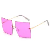 Sunglasses Gradual Square Cutting Lens Frameless UV Protection Retro Shades