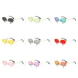 Sunglasses Fashion Tears Flame Design Rimless Wave Eyewear Streetwear