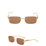 Sunglasses Small Square Lens Metal Leopard Glasses Legs Retro Eyewear