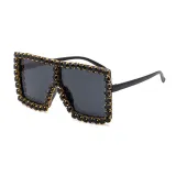 Sunglasses Square And Diamond Decorate Frame UV Protection Shades