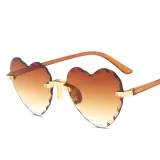 Sunglasses Gradual Heart Shaped Lens Frameless UV Protection Retro Shades