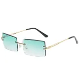 Sunglasses UV Protection Fashion Square Tinted Lens Vintage Rimless Eyewear