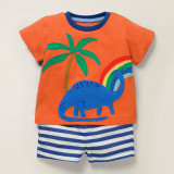 Toddler Kids Boys Dinosaur T-shirts and Striped Shorts Two-Piece Outfit