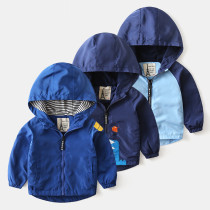 Toddler Kids Boys Cartoon Pattern Long Sleeve Zipper Hooded Coat