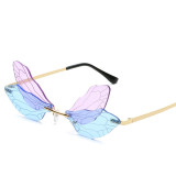 Sunglasses Multicolor Dragonfly Wing Rimless Eyewear Streetwear