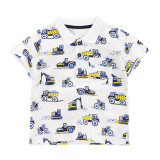 Toddler Kids Boys Excavator Car Short Sleeve Polo T-shirt