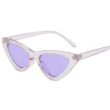 Multicolor White Frame Sunglasses Multicolor Triangle Funny Retro Vintage Narrow Cat Eye Shade With Frame