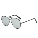 Sunglasses Multicolor Round Bottom Double Bridge Oversized Shades Retro Flat Top With Frame