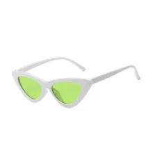 Multicolor White Frame Sunglasses Multicolor Triangle Funny Retro Vintage Narrow Cat Eye Shade With Frame