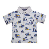 Toddler Kids Boys Excavator Car Short Sleeve Polo T-shirt