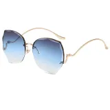 Sunglasses Metal Irregular Butterfly Shape Rimless Lens Wave Shape Arm Eyewear