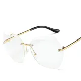 Sunglasses Gradual Polygonal Cutting Lens Frameless UV Protection Retro Shades