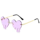 Sunglasses Fashion Heart Shape Tears Design Rimless Wave Eyewear Streetwear