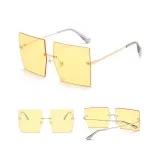 Sunglasses Gradual Square Cutting Lens Frameless UV Protection Retro Shades