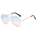 Sunglasses Multicolor Round Bottom Double Bridge Oversized Shades Retro Flat Top With Frame