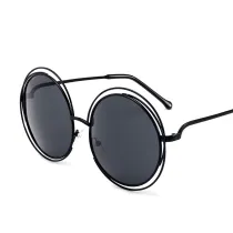 Sunglasses Multicolor Metal Double Circle Wire Frame Oversized Round Sunglasses
