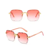 Sunglasses Gradual Square Cutting Lens Frameless UV Protection Retro Shades