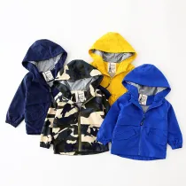 Toddler Kids Boys Long Sleeve Hooded Zip Up Coat Windbreaker