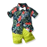 Toddler Kids Boys Print Beach T-shirts and Short Two-Piece Outfit