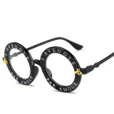 Sunglasses Multicolor Round Bees Sunglasses Retro With Letter Frame
