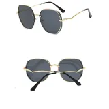 Sunglasses Multicolor Metal Frame V-Type Glasses Legs Oversized Polygon Lens Shades