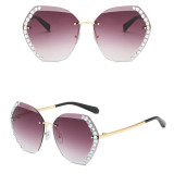 Sunglasses Multicolor Polygonal Cutting And Diamond Lens Frameless UV Protection Shades