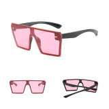 Sunglasses Multicolor Square Integrated Oversized Vintage Flat Top With Frame