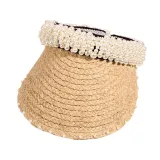 Handmade Pearl Ordinary Density Empty Top Hat Sun Hat Outdoor Beach Sun Hat