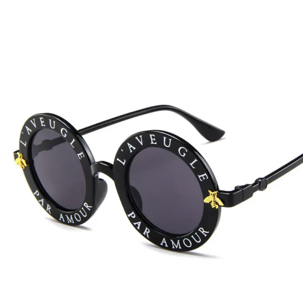 Sunglasses Multicolor Round Bees Sunglasses Retro With Letter Frame