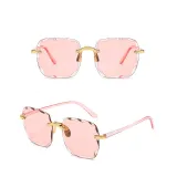 Sunglasses Gradual Square Cutting Lens Frameless UV Protection Retro Shades