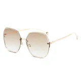 Sunglasses Multicolor Polygon Lens Metal Half Frame Retro Shades