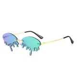 Sunglasses Fashion Tears Flame Design Rimless Wave Eyewear Streetwear