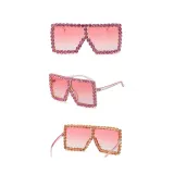 Sunglasses Square And Diamond Decorate Frame UV Protection Shades