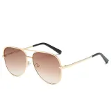 Sunglasses Multicolor Round Bottom Double Bridge Oversized Shades Retro Flat Top With Frame