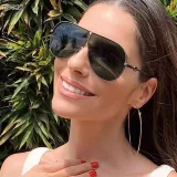 Sunglasses Retro Round Bottom Lens UV400 Mirrored Flat Top Eyewear