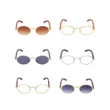 Sunglasses Fashion Round Wood Glasses Legs Tinted Lens Vintage Frame Eyewear
