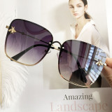 Sunglasses Multicolor Bee Gradient Lens Oversized Shades Retro Flat Top With Frame