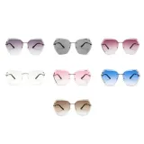 Sunglasses Gradual Polygonal Cutting Lens Frameless UV Protection Retro Shades
