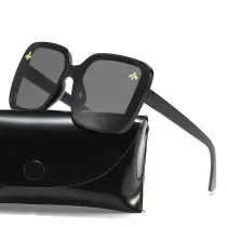 Sunglasses Multicolor Bee Charm Thick Rectangle Oversized Shades Retro Flat Top With Frame